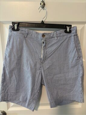 Polo by Ralph Lauren Blue & White Seersucker Flat Front Shorts